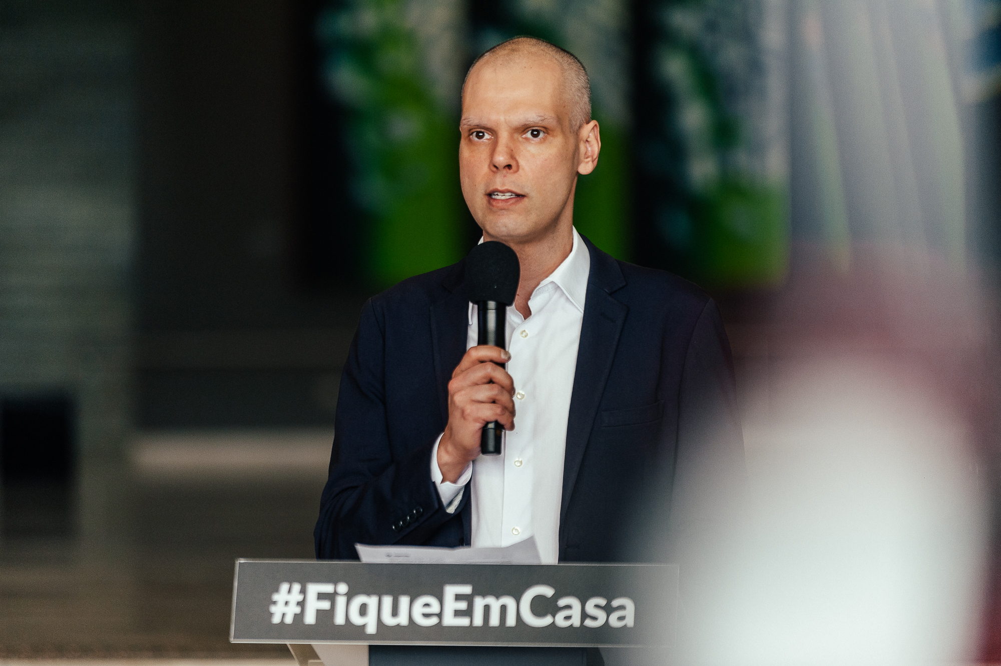 Prefeito Bruno Covas em entrevista coletiva no Palácio dos Bandeirantes, na última quinta-feira, 16. (Divulgação: Prefeitura e São Paulo)